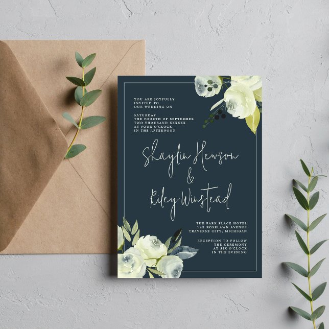 Invitación Boda de Flores Azules Encantadas Florales de Media (Subido por el creador)