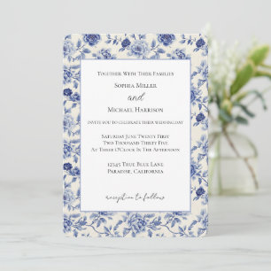 Invitación Boda de Flores Azules Hermosas
