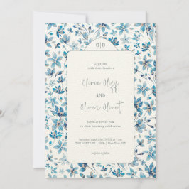 Invitación Boda de flores azules pequeñas