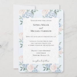 Invitación Boda de Flores Azules Románticas