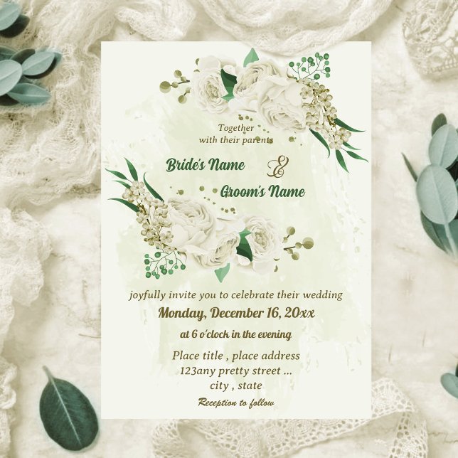 Invitación Boda de flores blancas de marfil (Subido por el creador)