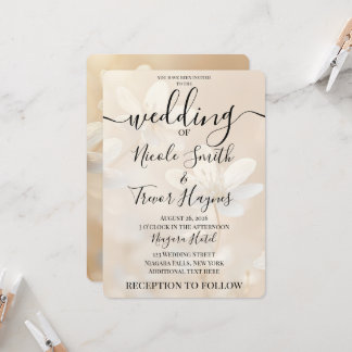 Invitación Boda de flores blancas sepia personalizadas