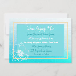 Invitación Boda de flores blancas verde azuladas y turquesas