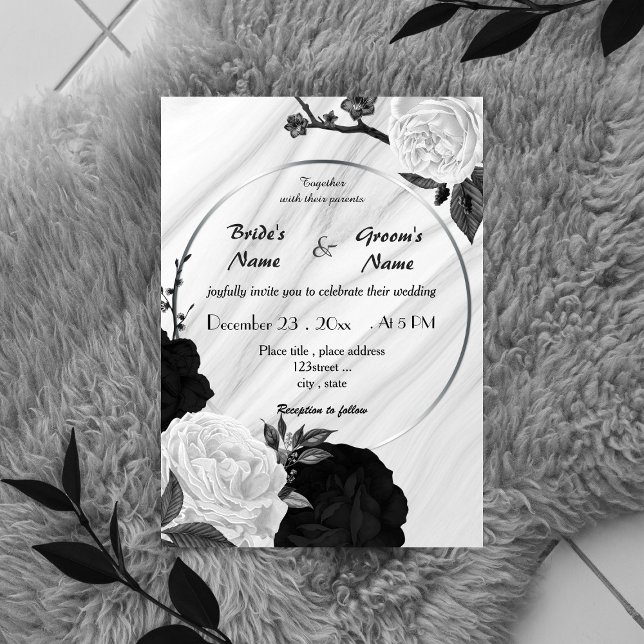 Invitación boda de flores blancas y negras (Subido por el creador)