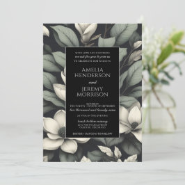 Invitación Boda de flores blancas y vegetación