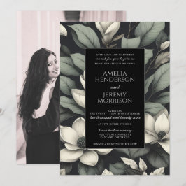 Invitación Boda de flores blancas y vegetación