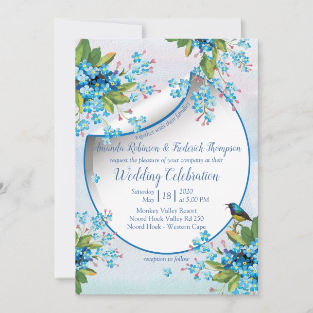 Invitación Boda de Flores Blue Forget-me-not (Anverso)