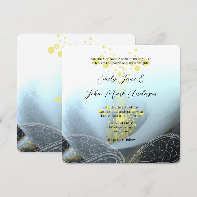 Invitación Boda de flores Blue Fuchsia Calla Lily (Anverso / Reverso)