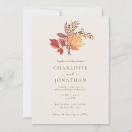 Invitación Boda de flores boho de otoño rústico moderno