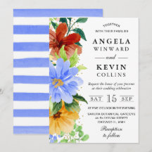 Boda de flores boho rojas, amarillas y azules