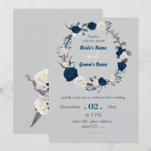 boda de flores botánicas azul marino y blanco