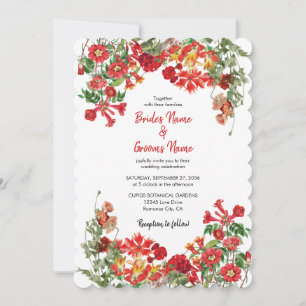 Invitación Boda de Flores Botánicas del Jardín Rojo Floral
