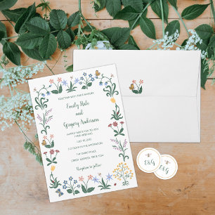 Invitación Boda de Flores Brillantes Coloridas