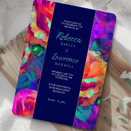 Invitación boda de flores brillantes de color moda