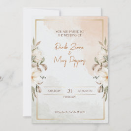 Invitación Boda de flores color agua beige