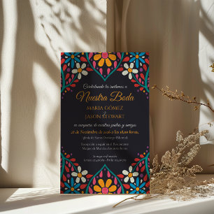 Invitación Boda de flores coloridas florales negras Bodas esp