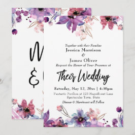 Invitación Boda de Flores de acuarela abstracta moderna