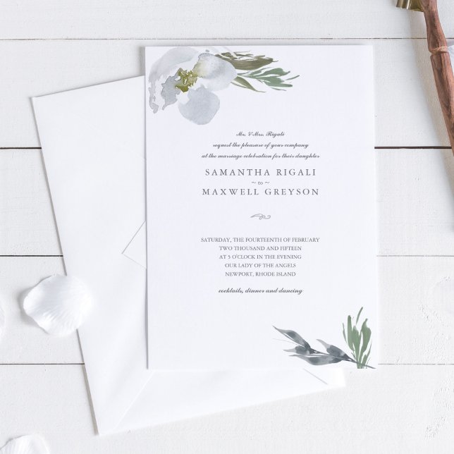 Invitación Boda de flores de acuarela botánica moderna (Subido por el creador)