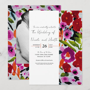 Invitación Boda de flores de acuarela con toque de color inte