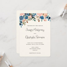 Boda de flores de acuarela rosadas y azules