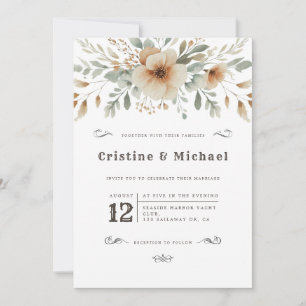 Invitación Boda de flores de acuarela vintage occidental