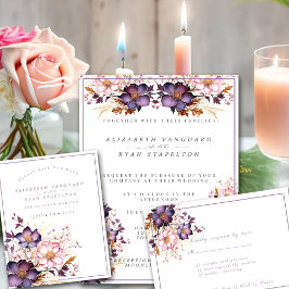 Invitación Boda De Flores De Agua Rosa Y Púrpura