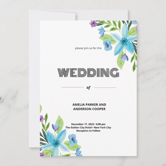 Invitación Boda de flores de amor puro (Anverso)