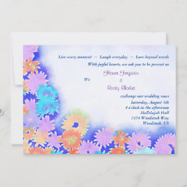 Invitación Boda de flores de arcoíris boho de varios colores 