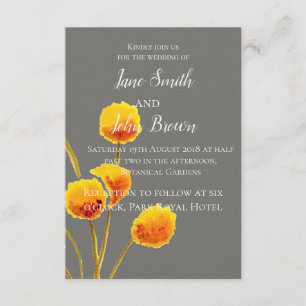 Invitación boda de flores de arte acuarela con el botón Billy