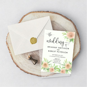 Invitación Boda de flores de aster de acuarela floral de boni
