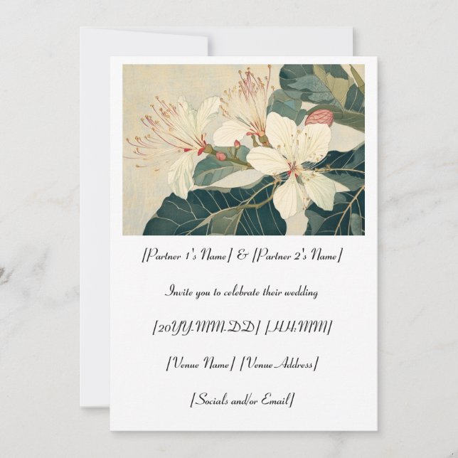 Invitación Boda de Flores de Basswood American Blockwood (Anverso)