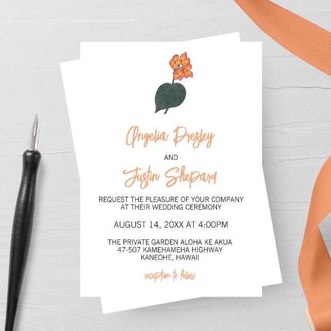 Invitación Boda de flores de Begonia minimalista (Subido por el creador)