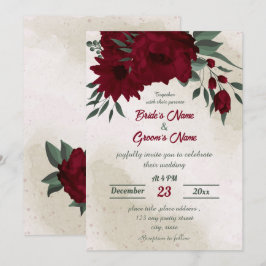 Invitación Boda de flores de Borgoña