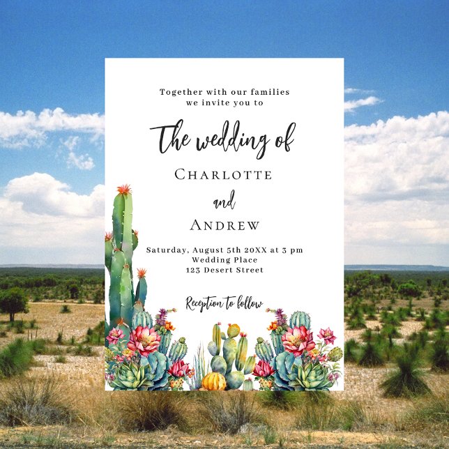 Invitación Boda de flores de Cactus (Subido por el creador)