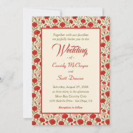 Invitación Boda de Flores de Cañón Rojo Romántico