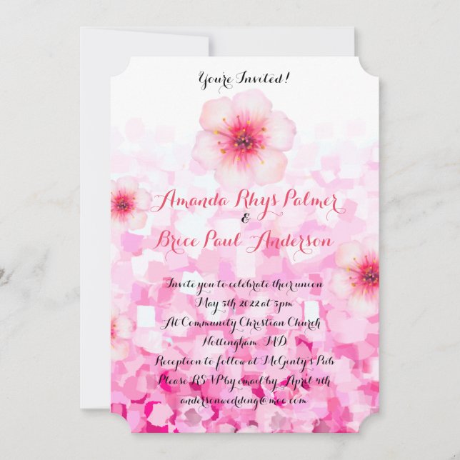 Invitación Boda de flores de cerezo (Anverso)