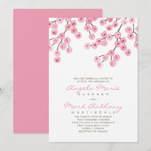 Invitación Boda de flores de cerezo acuarela