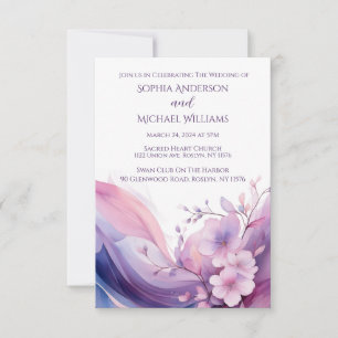 Invitación Boda de flores de cerezo acuarela