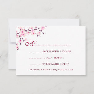 Invitación Boda de flores de cerezo blanco rosado RSVP