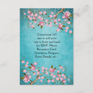 Invitación Boda de flores de cerezo japonesas azul teal rosa