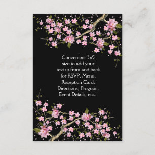 Invitación Boda de flores de cerezo japonesas Black Pink