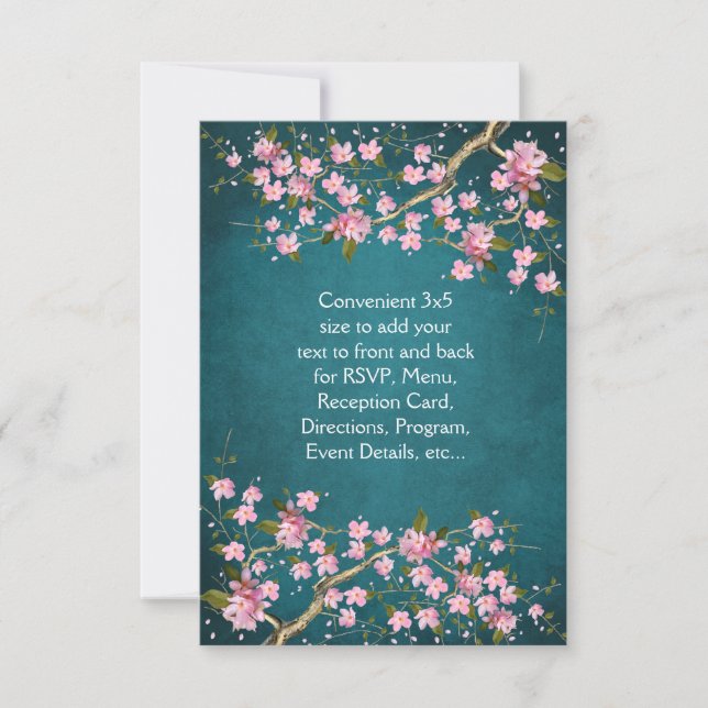 Invitación Boda de flores de cerezo japonesas rosa jade (Anverso)