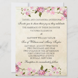 Invitación Boda de flores de cerezo japonesas rosadas
