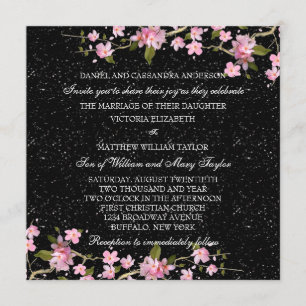 Invitación Boda de flores de cerezo japonesas rosadas