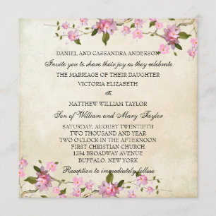 Invitación Boda de flores de cerezo japonesas rosadas