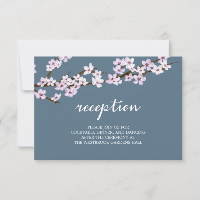 Invitación Boda de flores de cerezo pintadas (Anverso)
