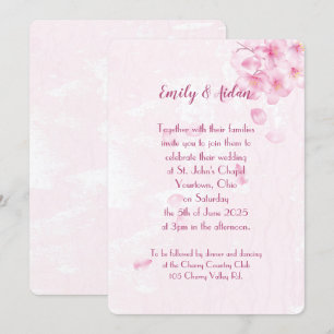 Invitación boda de flores de cerezo rosa