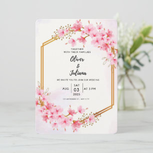 Invitación Boda de flores de cerezo rosa