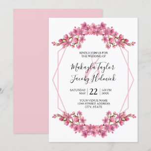 Invitación Boda de flores de cerezo rosa