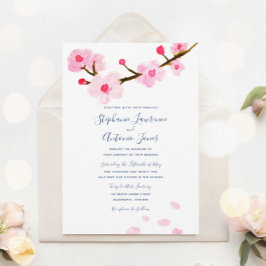 Invitación Boda de flores de cerezo rosa brillante